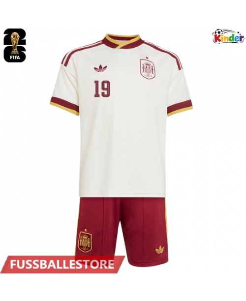 Günstige Spanien Lamine Yamal #19 Auswärts Trikotsatzt Kinder WM 2026 Kurzarm (+ Kurze Hosen)